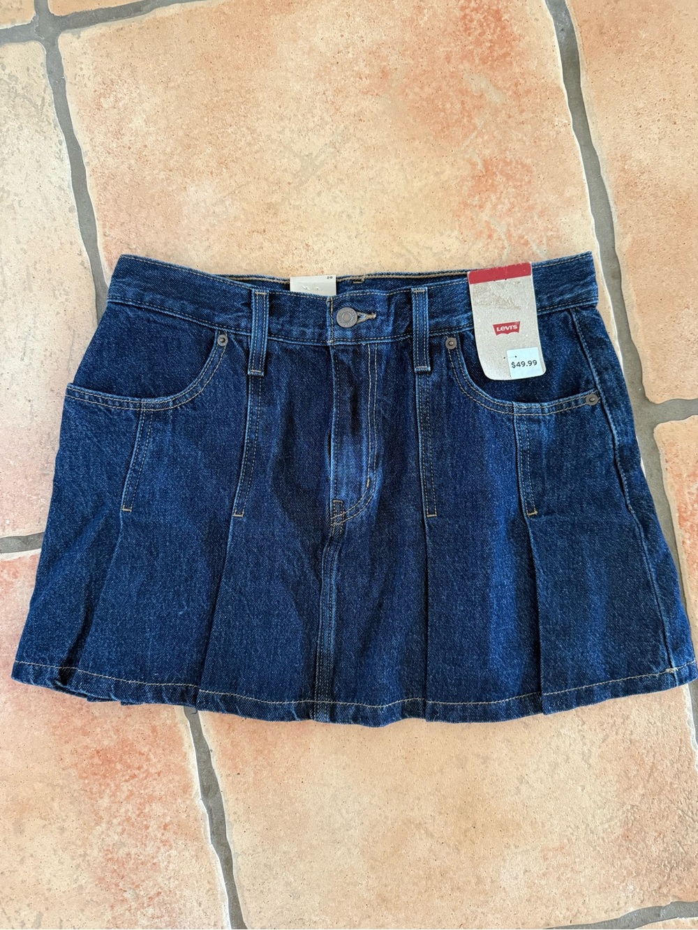 Levi's Indigo Denim Pleated Mini Skirt